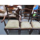 SET OF SIX (FIVE AND ONE) VICTORIAN MAHOGANY DINING CHAIRS BY DENBY & SPINKS