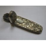 HALLMARKED SILVER REPOUSSE DECORATED SPECTACLES CASE WITH HINGED COVER,