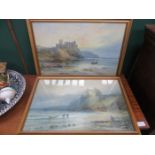 PAIR OF FRAMED WATERCOLOURS DEPICTING CASTLE SCENES, BOTH SIGNED (INDISTINCT),