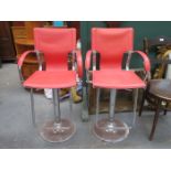 PAIR OF 1950s STYLE CHROME REVOLVING BAR STOOLS