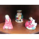 TWO SMALL ROYAL DOULTON FIGURES AND ROYAL DOULTON TOBY JUG