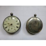 19th CENTURY HALLMARKED SILVER POCKET WATCH WITH ENAMELLED DIAL PLUS ONE OTHER SIMILAR (BOTH AT