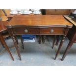 REPRODUCTION MAHOGANY FOLD OVER GAMES TABLE WITH FELT LINED INTERIOR