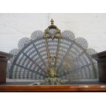 BRASS VICTORIAN STYLE PIERCEWORK DECORATED PEACOCK FIRE SCREEN