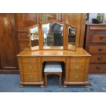 MODERN SEVEN DRAWER DRESSING TABLE WITH STOOL AND MIRROR