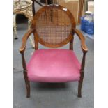 WALNUT BERGERE BACKED SINGLE ARMCHAIR