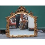 LARGE DECORATIVE GILDED OVER MANTEL MIRROR