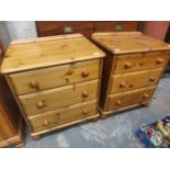 PAIR OF MODERN PINE THREE DRAWER CHESTS