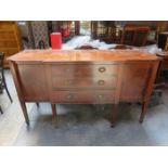 BREAKFRONT MAHOGANY THREE DRAWER SIDEBOARD