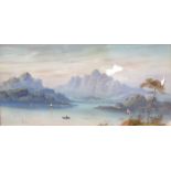 FRAMED WATERCOLOUR DEPICTING A LAKESIDE SCENE,