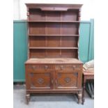 CARVED FRONTED OAK KITCHEN DRESSER