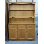 LIGHT OAK KITCHEN DRESSER WITH PLATE RACK