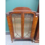 MAHOGANY TWO DOOR GLAZED DISPLAY CABINET