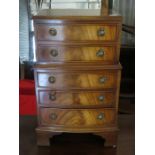 SMALL REPRODUCTION BOW FRONTED CHEST OF FIVE DRAWERS