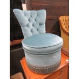 SMALL UPHOLSTERED BUTTON BACK BEDROOM CHAIR