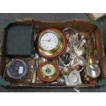 PARCEL OF BOXED AND UNBOXED SILVER PLATED WARE, FLATWARE, BISCUIT BARREL, ETC,