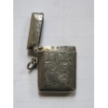 HALLMARKED SILVER VESTA CASE,