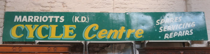 LARGE HANDPAINTED "MARRIOTTS CYCLE CENTRE" SHOP SIGN