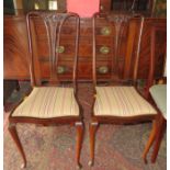 PAIR OF CARVED QUEEN ANNE STYLE MAHOGANY BEDROOM CHAIRS