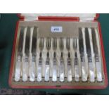 CASED SET OF SILVER PLATED FISH KNIVES AND FORKS