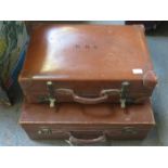 TWO VINTAGE SUITCASES AND EMBROIDERED THROW, ETC.