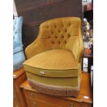 SMALL UPHOLSTERED BUTTON BACK BEDROOM CHAIR