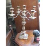 GOOD QUALITY RELIEF DECORATED FOUR SCONCE SILVER PLATED CANDELABRA