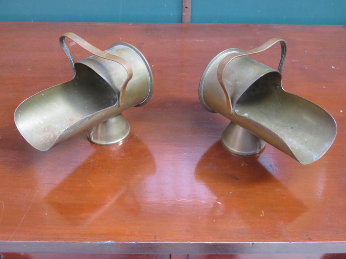 PAIR OF WORLD WAR I COPPER AND BRASS GERMAN TRENCH ART SUGAR SCUTTLES