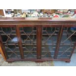 ASTRAGAL GLAZED MAHOGANY FOUR DOOR BOOKCASE