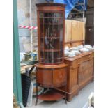 EDWARDIAN MAHOGANY ASTRAGAL GLAZED INLAID CORNER CABINET