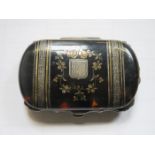 GOOD QUALITY SILVER AND TORTOISE SHELL LADIES COIN PURSE WITH FLORAL INLAID DECORATION