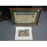 FRAMED MAP OF LIVERPOOL AND PRINT OF SPEKE HALL