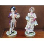 PAIR OF CONTINENTAL HANDPAINTED AND GILDED CERAMIC FIGURES,