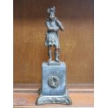 BRONZE EFFECT FIGURE OF A SCOTTISH SOLDIER ON MARBLE EFFECT STAND,