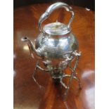 DECORATIVE SILVER PLATED SPIRIT KETTLE