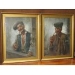 PAIR OF GILT FRAMED OIL PORTRAITS DEPICTING ITALIAN GENTLEMEN, ONE SIGNED RAFFAELE FRIGERIO,