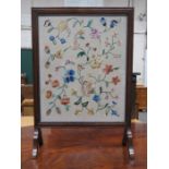 OAK FRAMED EMBROIDERED FIRE SCREEN