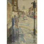 SHEILA TURNER, FRAMED WATERCOLOUR DEPICTING GILDARD STREET, LIVERPOOL,