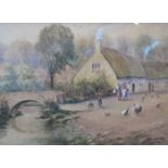 HARROLL GREY, PAIR OF FRAMED WATERCOLOURS DEPICTING COTTAGE SCENE,