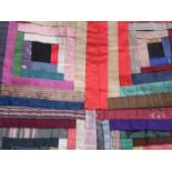 VICTORIAN HIGHLY DECORATIVE LOG CABIN QUILT,