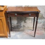 REPRODUCTION MAHOGANY FOLD OVER GAMES TABLE WITH FELT LINED INTERIOR