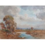 JOHN FISHER, FRAMED WATERCOLOUR DEPICTING A ROVER SCENE,