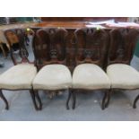 SET OF FOUR MAHOGANY PIERCEWORK DINING CHAIRS