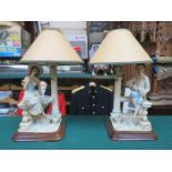 PAIR OF CAPODIMONTE STYLE FIGURE FORM TABLE LAMPS,