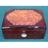 GOOD QUALITY INLAID ROSEWOOD COLOURED AND BIRDS EYE MAPLE HUMIDOR