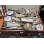 SUITCASE CONTAINING LARGE QUANTITY OF VARIOUS DRESSING TABLE SETS