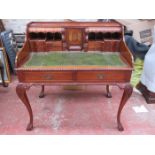 REPRODUCTION MAHOGANY LEATHER TOPPED LADIES WRITING DESK ON BALL AND CLAW SUPPORTS