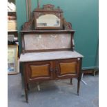 MARBLE TOPPED MIRROR BACKED WASHSTAND