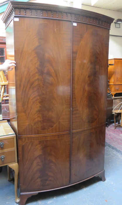 BOW FRONTED TWO DOOR MAHOGANY WARDROBE