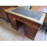 LEATHER TOPPED KNEEHOLE WRITING DESK